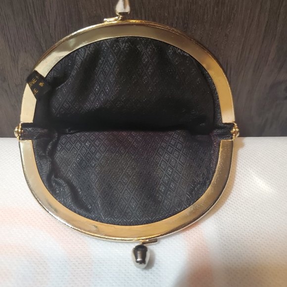 EUC Vintage Eel skin Coin Purse Twistlock Hardware Genuine Eelskin Black - Picture 6 of 8